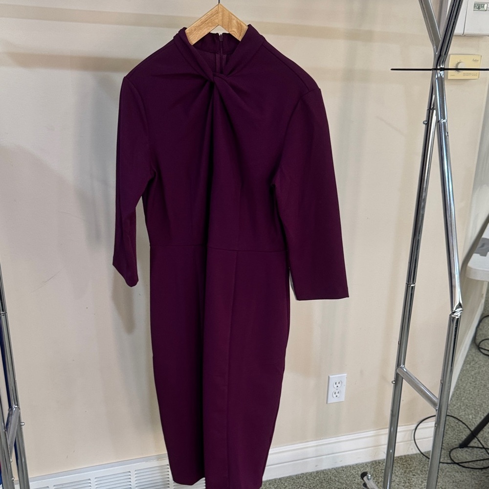 Donna Morgan Deep Purple Long Sleeve Dress